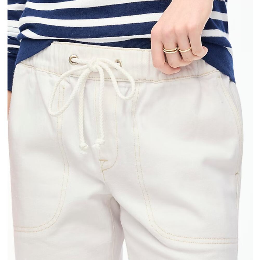 NWT J.Crew Drawstring Pants Size 32 Soft White Causal Comfortable 100% Cotton - Picture 2 of 12